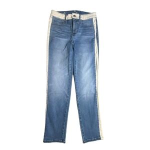 Women's The Slim Ankle Blue Jeans With White Accent One Size-See Photos